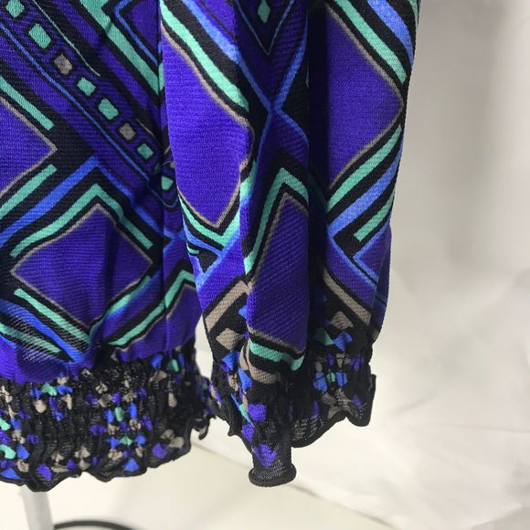 Style & Co. PS teal purple black crochet top - Picture 5 of 7